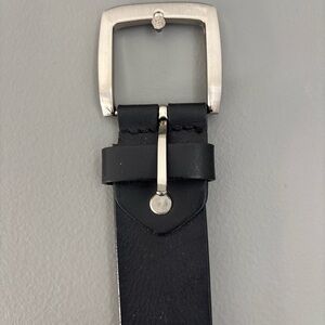 Black Leather Men’s Belt with Silver Buckle | Genuine Leather | Made in Italy |